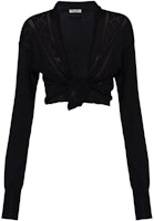 (Women) MIU MIU SS22 Black Solid Knit Cardigan Jacket with Tie. MMF575-10Q4-F0002 (Women) MIU MIU SS22 Black Solid Knit Cardigan Jacket with Tie. MMF575-10Q4-F0002