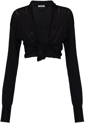 (W) MIU MIU SS22 ブラックソリッドニットカーディガンジャケット タイ付き MMF575-10Q4-F0002 Order (W) MIU MIU SS22 ブラックソリッドニットカーディガンジャケット タイ付き MMF575-10Q4-F0002