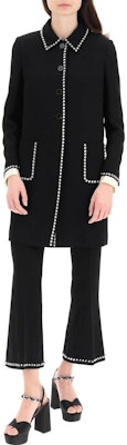(Women) MIU MIU SS22 Black Studded Long Sleeve Coat. MS1883-1ZV7-F0002 Lookbook (Women) MIU MIU SS22 Black Studded Long Sleeve Coat. MS1883-1ZV7-F0002