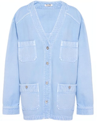 (Women) MIU MIU SS22 Blue Jacket with Printed Logo Decoration. ML837-1Z7Y-F0076 Buy (Women) MIU MIU SS22 Blue Jacket with Printed Logo Decoration. ML837-1Z7Y-F0076