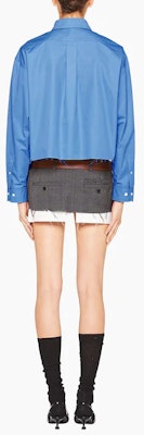 (W) MIU MIU SS22 Kemeja Biru Lengan Panjang Hem Kusut Logo Pelindung Sinar Matahari. MK1659-10RG-F0237 Shop (W) MIU MIU SS22 Kemeja Biru Lengan Panjang Hem Kusut Logo Pelindung Sinar Matahari. MK1659-10RG-F0237