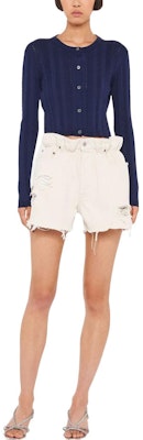 (W) MIU MIU SS22 Kardi Slim-Fit Sutera Kapas Biru dengan Reben Belakang. MMF579-10RD-F0008 Lookbook (W) MIU MIU SS22 Kardi Slim-Fit Sutera Kapas Biru dengan Reben Belakang. MMF579-10RD-F0008