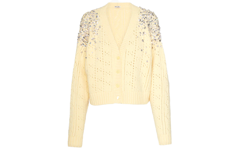 (Women) MIU MIU SS22  Cashmere Knit Sweater Cream Color MMF588-10XK-F0061