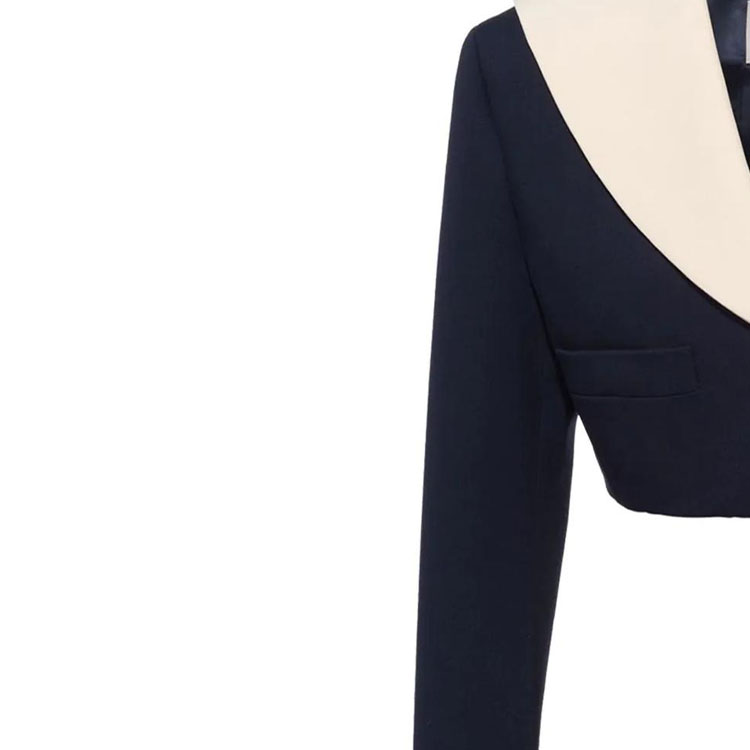 Sizing (W) MIU MIU SS22 海軍藍羊毛短版西裝外套。 MH175-41R1-F0008