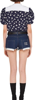 (W) MIU MIU SS22 Baju Lengan Pendek Biru Bercorak Bunga dengan Perlindungan Matahari. MK1670-10BT-F069Q Shop (W) MIU MIU SS22 Baju Lengan Pendek Biru Bercorak Bunga dengan Perlindungan Matahari. MK1670-10BT-F069Q