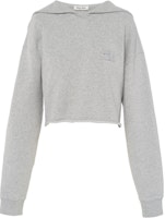 (Women) MIU MIU SS22 Grey Embroidered Letter Long-Sleeve Sweatshirt. MJL868-102J-F0031 (Women) MIU MIU SS22 Grey Embroidered Letter Long-Sleeve Sweatshirt. MJL868-102J-F0031