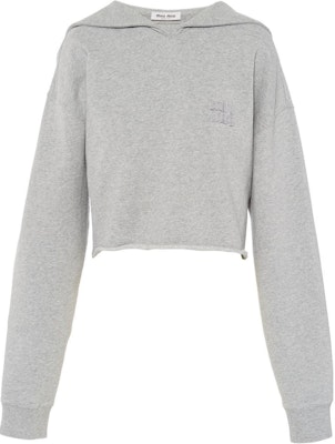 (Women) MIU MIU SS22 Grey Embroidered Letter Long-Sleeve Sweatshirt. MJL868-102J-F0031 Buy (Women) MIU MIU SS22 Grey Embroidered Letter Long-Sleeve Sweatshirt. MJL868-102J-F0031