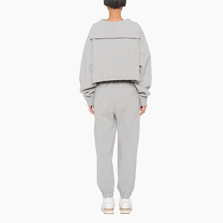 Shop (Women) MIU MIU SS22  Grey Embroidered Letter Long-Sleeve Sweatshirt. MJL868-102J-F0031