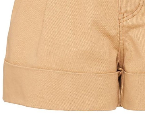 (Women) MIU MIU SS22 Khaki Cotton Twill Loose Shorts MP1377-672-F0151 Details for (Women) MIU MIU SS22 Khaki Cotton Twill Loose Shorts MP1377-672-F0151