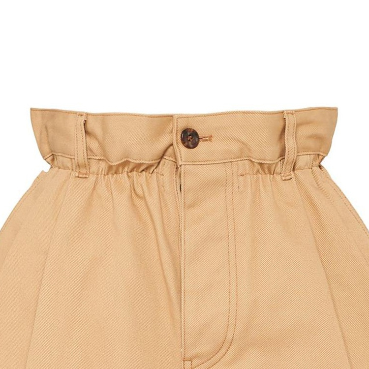 Sizing (W) MIU MIU SS22 Shorts Khaki de Algodón Twill Holgados. MP1377-672-F0151