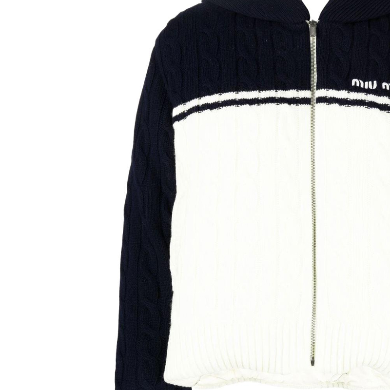 Sizing (Women) MIU MIU SS22  Logo Hooded Puffer Jacket Black/White ML86011GP-F022X