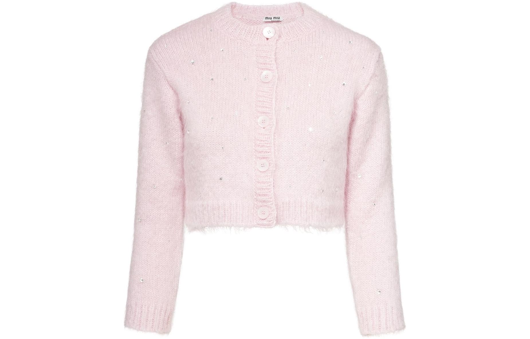 Order (W) MIU MIU 2022春夏粉色短款纽扣针织开衫. MMF383-1UGJ-F0028