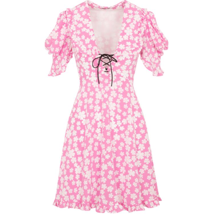 Order (W) MIU MIU SS22 粉色花卉短袖连衣裙 MF4527-10MA-F0ODQ