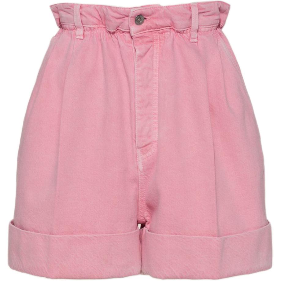 (Women) MIU MIU SS22  Pink Logo Print Casual Straight Shorts. MP1565-1Z7YF0028