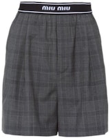 (Women) MIU MIU SS22 Plaid Bermuda Casual Shorts Slate Gray. MP1547-10KS-F0480 (Women) MIU MIU SS22 Plaid Bermuda Casual Shorts Slate Gray. MP1547-10KS-F0480