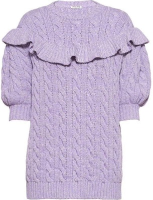 (Women) MIU MIU SS22 Purple Ruffled Knit Sweater MML5411-0AE-F0014 Buy (Women) MIU MIU SS22 Purple Ruffled Knit Sweater MML5411-0AE-F0014