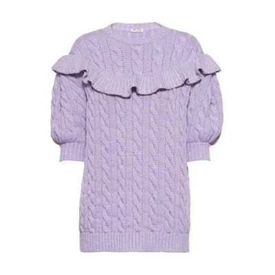 (Women) MIU MIU SS22 Purple Ruffled Knit Sweater MML5411-0AE-F0014