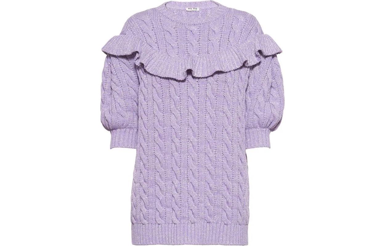 Order (Women) MIU MIU SS22  Purple Ruffled Knit Sweater MML5411-0AE-F0014