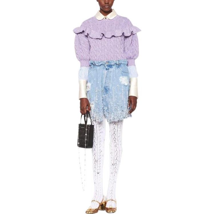 Lookbook (Women) MIU MIU SS22  Purple Ruffled Knit Sweater MML5411-0AE-F0014