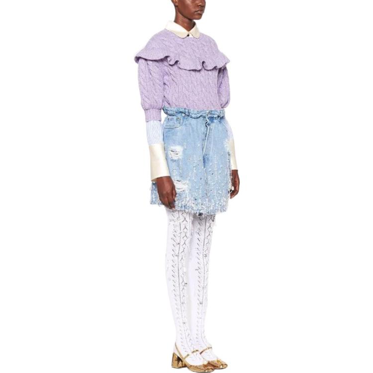 Purchase (Women) MIU MIU SS22  Purple Ruffled Knit Sweater MML5411-0AE-F0014