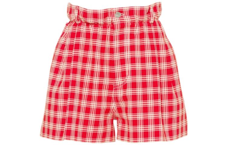 (Women) MIU MIU SS22  Red Checkered Paperbag Shorts MP1536-6J1-F0976