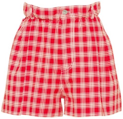(Women) MIU MIU SS22 Red Checkered Paperbag Shorts MP1536-6J1-F0976 Buy (Women) MIU MIU SS22 Red Checkered Paperbag Shorts MP1536-6J1-F0976
