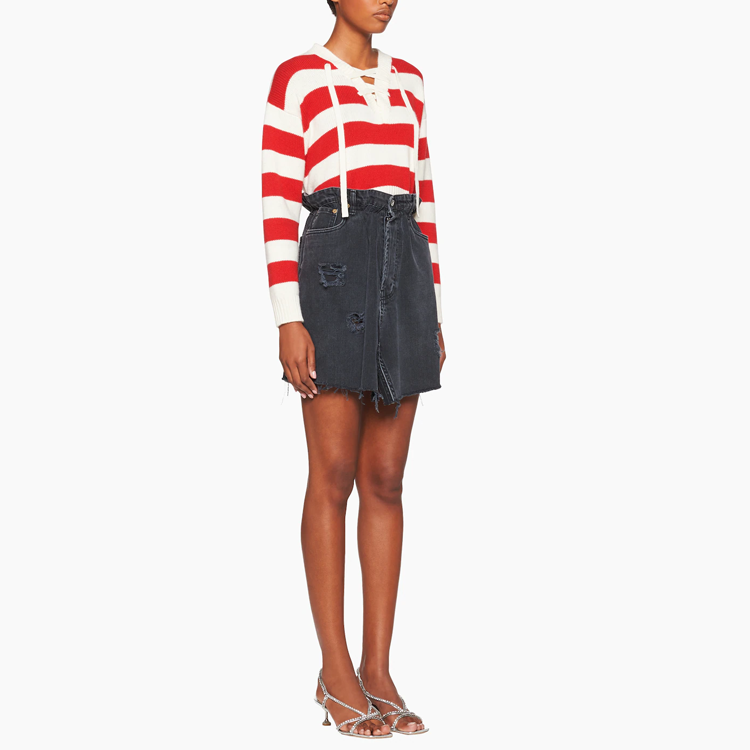 Purchase (W) MIU MIU 2022春夏 红色拼色条纹V领羊绒毛衣。 MML575-10TH-F0970