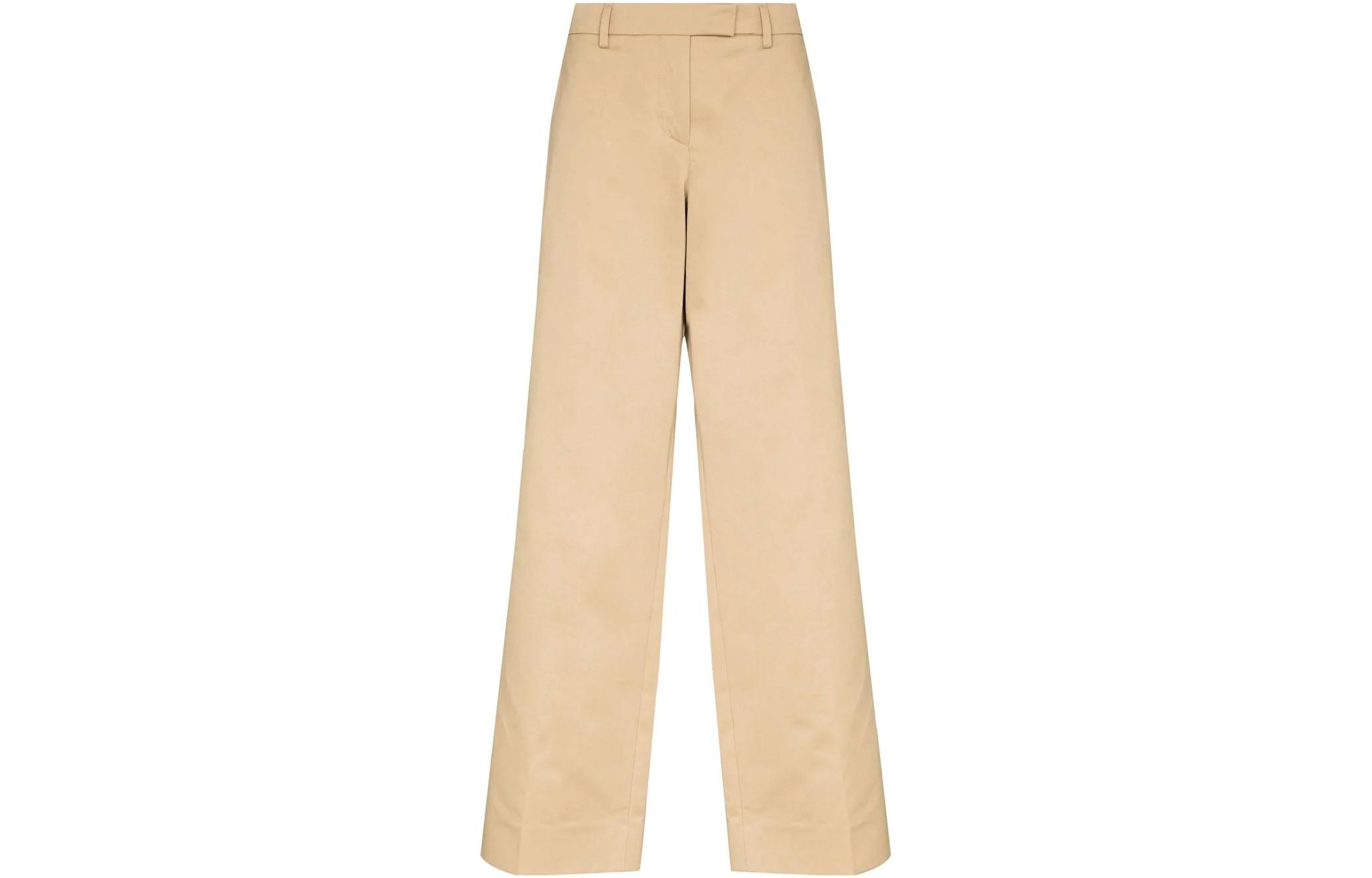 (Women) MIU MIU SS22  Solid Slim Straight Casual Pants Khaki Color MP15781-UPX-F0065