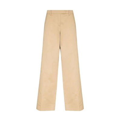 (Women) MIU MIU SS22 Solid Slim Straight Casual Pants Khaki Color MP15781-UPX-F0065