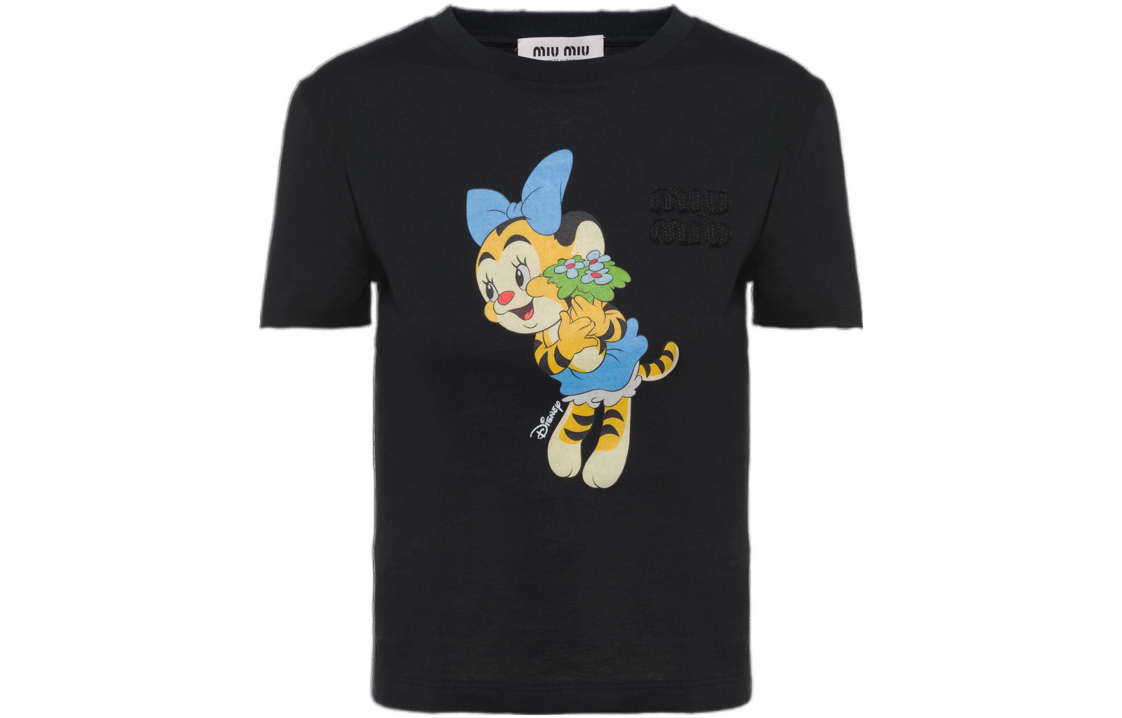 Order (W) MIU MIU SS22 Kaos Pullover Motif Harimau Hitam. MJN380-102H-F0K37