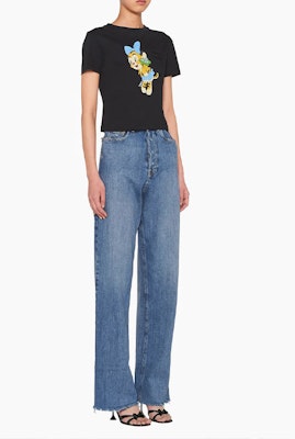 (W) MIU MIU SS22 Kaos Pullover Motif Harimau Hitam. MJN380-102H-F0K37 Lookbook (W) MIU MIU SS22 Kaos Pullover Motif Harimau Hitam. MJN380-102H-F0K37