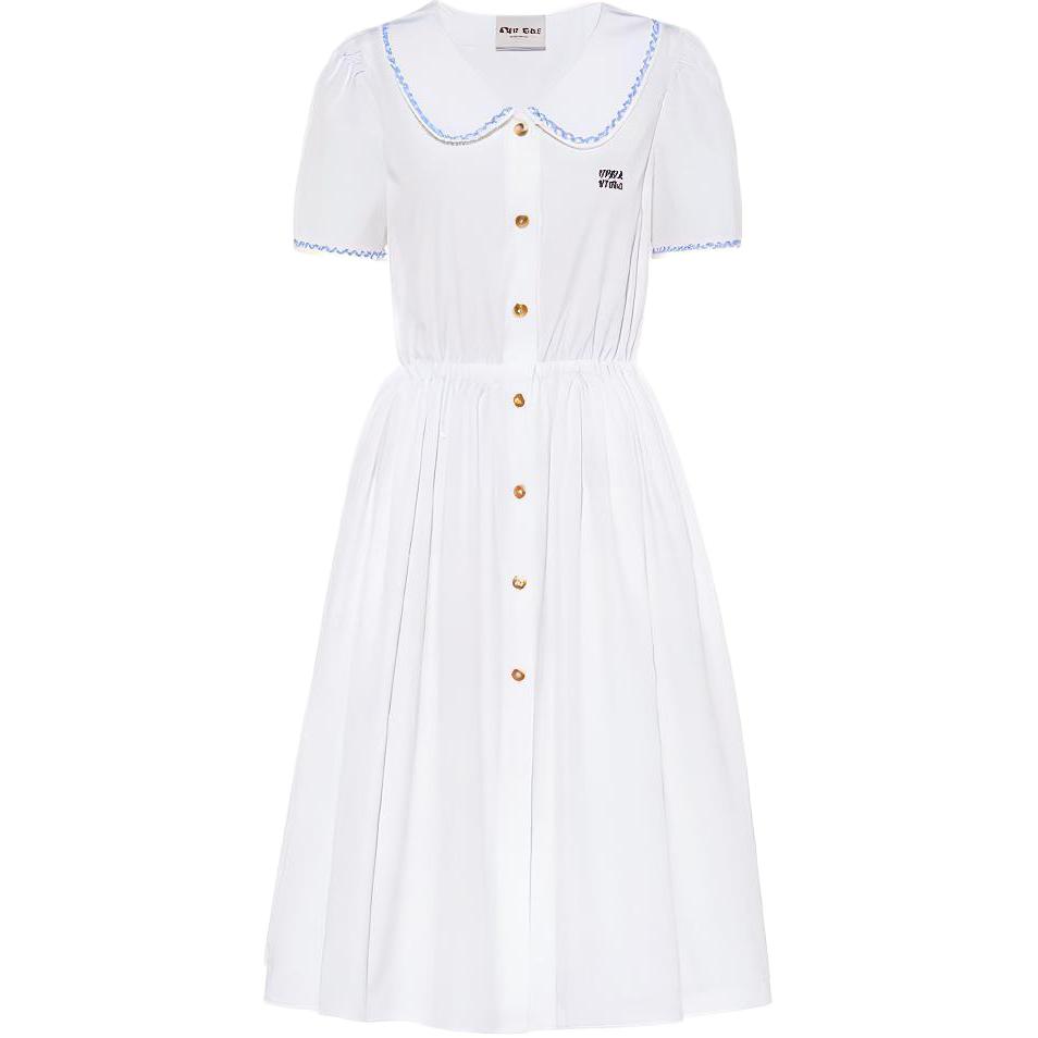 Buy (W) MIU MIU SS22 白色休闲标志腰带短袖连衣裙 MF4610-10RG-F0009