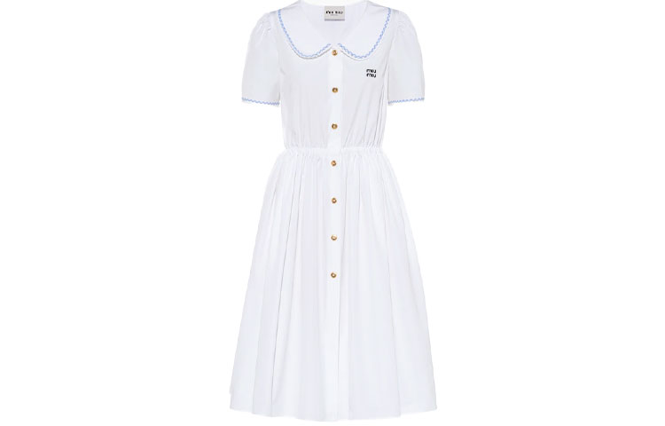 Order (W) MIU MIU SS22 白色休闲标志腰带短袖连衣裙 MF4610-10RG-F0009