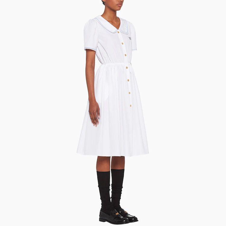 Shop (W) MIU MIU SS22 白色休闲标志腰带短袖连衣裙 MF4610-10RG-F0009