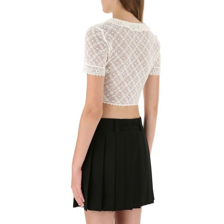 Shop (W) MIU MIU SS22 白色蕾絲防曬襯衫 MT1769-914-F0009