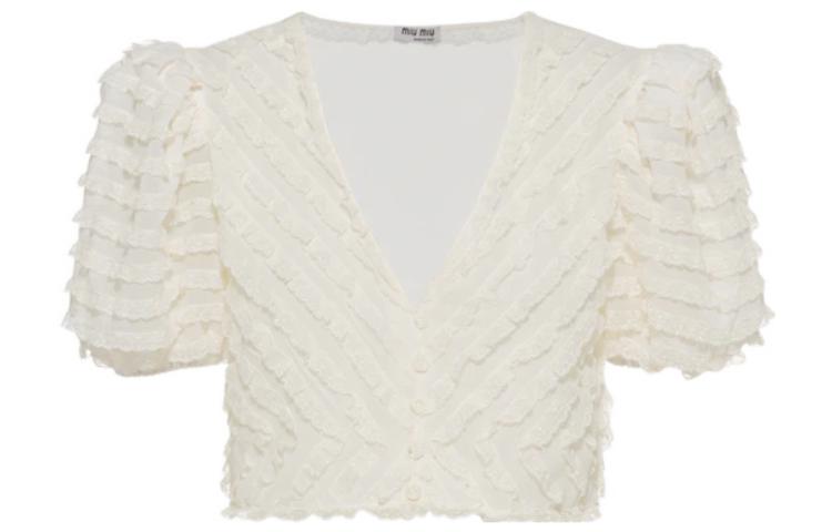 Order (W) MIU MIU SS22 白色蕾絲防曬襯衫 MK1631-881-F0009
