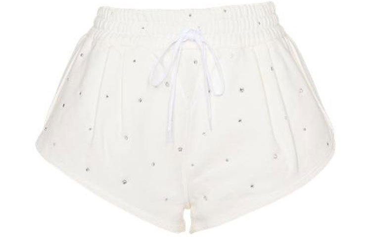 Order (W) MIU MIU SS22 Pantalones Cortos Casual Blancos con Logo y Cordón. MJP225-1ZFR-F0009