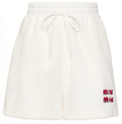 (Women) MIU MIU SS22 White Straight Casual Shorts with Logo Embroidery. MJP274-H39-F0009 Buy (Women) MIU MIU SS22 White Straight Casual Shorts with Logo Embroidery. MJP274-H39-F0009
