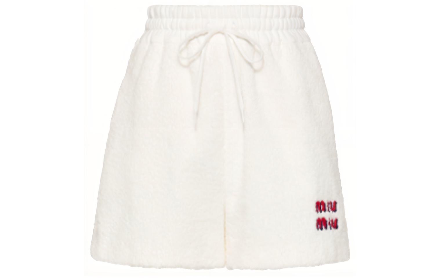 (Women) MIU MIU SS22  White Straight Casual Shorts with Logo Embroidery. MJP274-H39-F0009 圖 2
