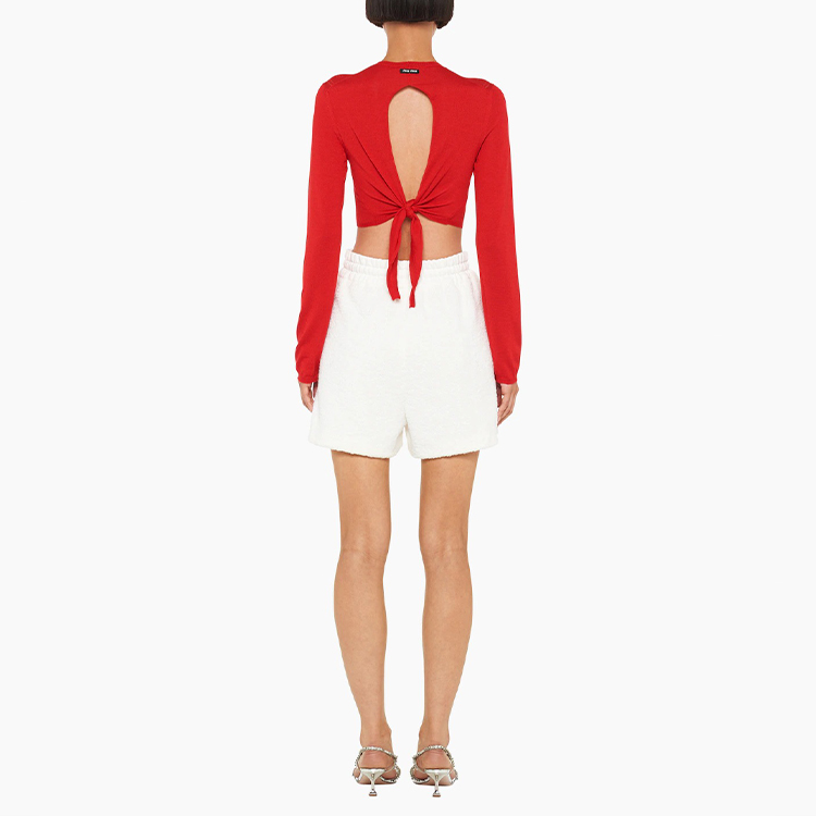 (Women) MIU MIU SS22  White Straight Casual Shorts with Logo Embroidery. MJP274-H39-F0009 圖 4