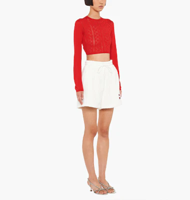 (Women) MIU MIU SS22 White Straight Casual Shorts with Logo Embroidery. MJP274-H39-F0009 Purchase (Women) MIU MIU SS22 White Straight Casual Shorts with Logo Embroidery. MJP274-H39-F0009