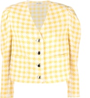 (Women) MIU MIU SS22 Yellow Houndstooth Tweed Jacket. MH170-8GRV-F0010 (Women) MIU MIU SS22 Yellow Houndstooth Tweed Jacket. MH170-8GRV-F0010