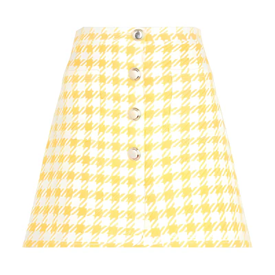 (Women) MIU MIU SS22 Yellow Plaid Mini Skirt Casual Wear MG1739GRV-F0010