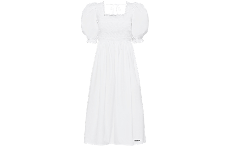 Order (W) MIU MIU 2022春夏系带泡泡袖刺绣短裙 女士白色 MF4539-10MF-F0009