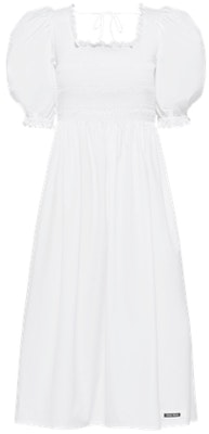 (W) MIU MIU 2022春夏系带泡泡袖刺绣短裙 女士白色 MF4539-10MF-F0009 Order (W) MIU MIU 2022春夏系带泡泡袖刺绣短裙 女士白色 MF4539-10MF-F0009