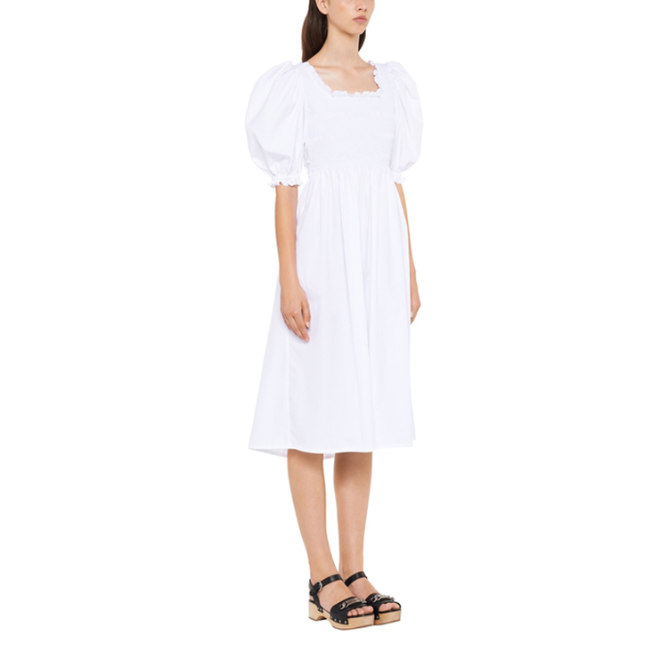 Purchase (W) MIU MIU 2022春夏系带泡泡袖刺绣短裙 女士白色 MF4539-10MF-F0009