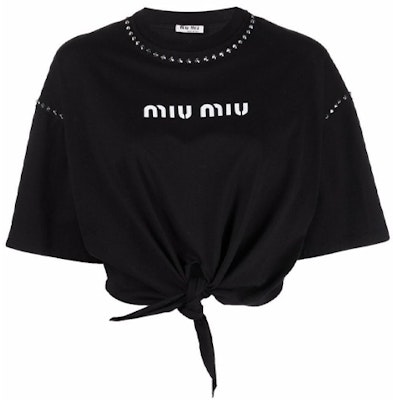 (W) MIU MIU SS22 黑色字母印花短袖寬鬆版圓領T恤 女款 MJN332-1ZVD-F0002 Order (W) MIU MIU SS22 黑色字母印花短袖寬鬆版圓領T恤 女款 MJN332-1ZVD-F0002