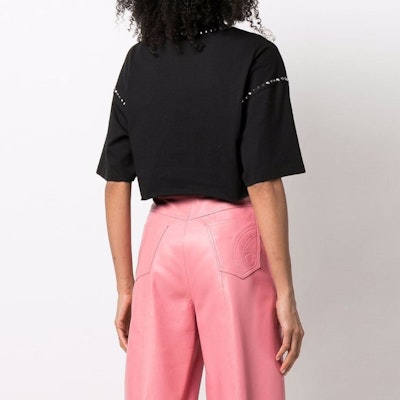 (W) MIU MIU SS22 黑色字母印花短袖寬鬆版圓領T恤 女款 MJN332-1ZVD-F0002 Shop (W) MIU MIU SS22 黑色字母印花短袖寬鬆版圓領T恤 女款 MJN332-1ZVD-F0002