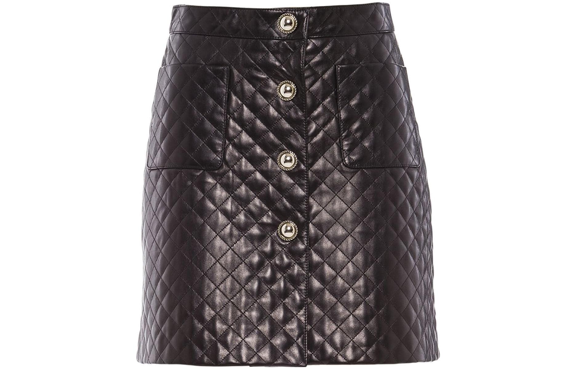 (Women) MIU MIU SS22 Black Quilted Nappa Leather A-Line Mini Skirt for Women. MPD68-3038-F0002 圖 2