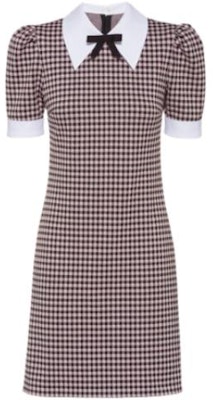 (W) MIU MIU 2022春夏蝴蝶结格纹针织短袖连衣裙棕色 MF4534-1YQE-F004P Order (W) MIU MIU 2022春夏蝴蝶结格纹针织短袖连衣裙棕色 MF4534-1YQE-F004P